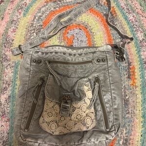 Maurices Silver Crossbody Bag with Lace Front Pocket